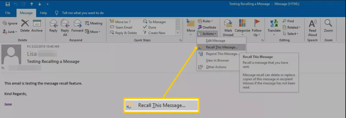 how do you recall an email in outlook for mac 2011